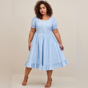 TORRID Disney Cinderella Stretch Poplin Puff Sleeve Midi Dress…size 2 aka 18/20